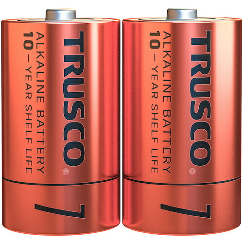 [アルカリ電池]トラスコ中山（株） TRUSCO アルカリ乾電池10年 単1 （2本入） TLR20GPL-2S 1Pk【394-2338】