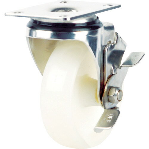 [プレート式ステンレス金具キャスター（ナイロン車）]SAMSONG CASTER SAMSONG ステンレス用キャスター 自在 ナイロン車75mm ブレーキ付 TP5130-NYL-SUS-TLB 1個【763-0166】