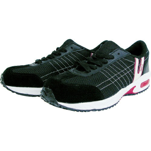 [プロテクティブスニーカー（JSAA　B種認定）]日進ゴム（株）　日進　耐滑樹脂先芯入りスニーカー　23．0cm　V2000BK-23.0　1足【754-7731】