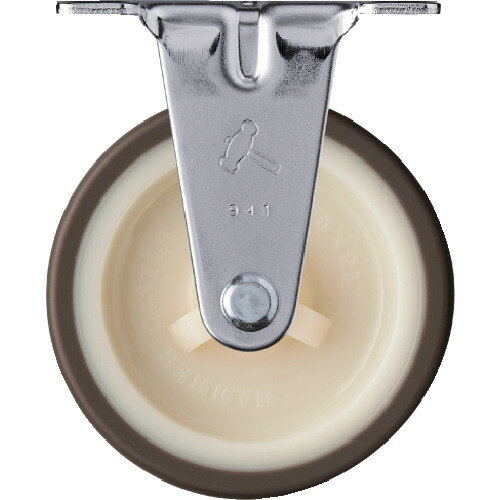 [プレート式ウレタンキャスター]ハンマーキャスター（株） ハンマー 固定式ウレタン車輪（ナイロンホイール）75mm 420ER-UR75-BAR01 1個【367-1241】(4.0)