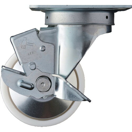 [プレート式ナイロンキャスター]ハンマーキャスター（株） ハンマー 旋回式ナイロン車輪（ラジアルボールベアリング）125mm ストッパー付 513S-NRB125-BAR01 1個【367-1828】(4)