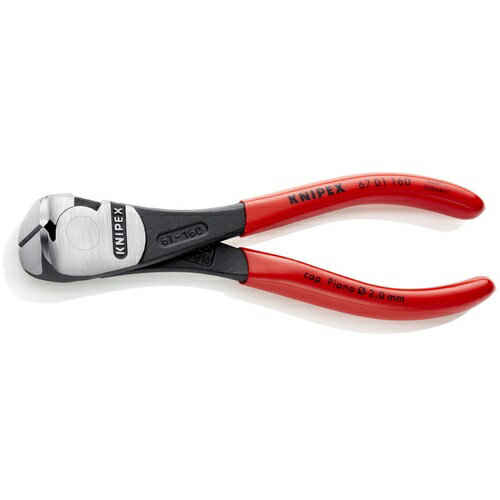 【特長】●軟線・硬線・ピアノ線を切断することができます。●最適な刃のアングルとてこの原理を最大限に利用することにより、少ない力で高い切断能力を発揮します。●入念な焼入れ処理が施された刃の硬度は約HRC64です。【仕様】●全長(mm)：160●切断能力(mm)硬線：φ2.5●切断能力(mm)軟線：φ4.5●切断能力(mm)ピアノ線：φ2.0●切断能力(mm)中硬線：φ3.4【材質／仕上】●焼き入れクロムバナジウム鋼●グリップ：ソフトプラスチックコーティング【原産国（名称）】ドイツ【質量】237.000【質量単位】G【JANコード】4003773040620【メーカー名】KNIPEX社【関連キーワード：ものづくりのがんばり屋楽天市場店　作業用品　プライヤー・ペンチ・ニッパ　ニッパ電気・電子用　ニッパ（電気・電子用）　工場　作業現場　作業工具　DIY　ホビー　クラフト　工作　工事現場　電気工事　電設工事　学校　自動車　バイク　メカニック　強力　強い　パワフル　頑丈　簡単　便利　ツール　道具　工具　本格　プロ　プロフェッショナル　職人　業務用　家庭用　修理　メンテナンス　使いやすい　鉄鋼　鉄工　切断　模型　プラモデル】