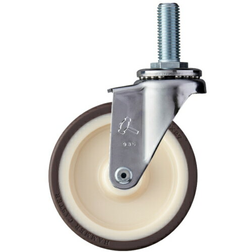 [ねじ込み式ウレタンキャスター]ハンマーキャスター（株） ハンマー ねじ込み旋回式ウレタン車輪（ナイロンホイール・ローラーベアリング）100mm M16 420EA-UB100 1個【814-2647】