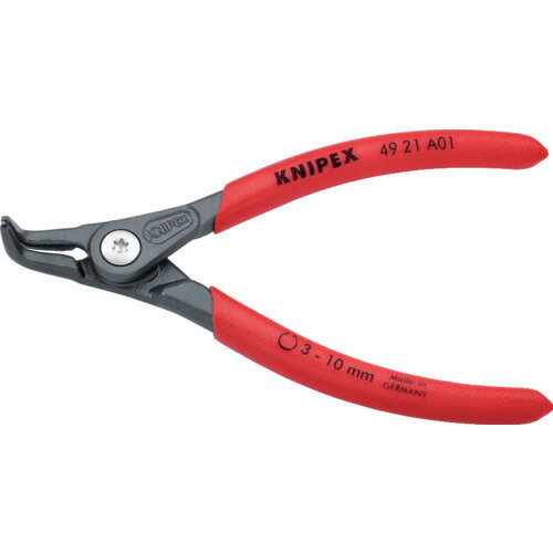 ■[スナップリングプライヤー]KNIPEX社 KNIPEX 軸用精密スナップリングプライヤー90度 3ー10mm 4921-A01 1丁【471-3681】【代引不可商品】【メール便1個まで対象商品】