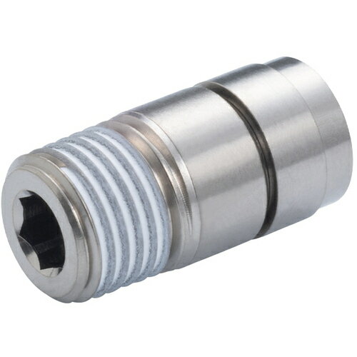 ■【3個までメール便で発送可能】[チューブ継手]（株）日本ピスコ PISCO チューブフィッティング ブラス六角穴付ストレート チューブ6 ネジR1／8 ゴムHNBR 1個【818-1279】【代引不可】