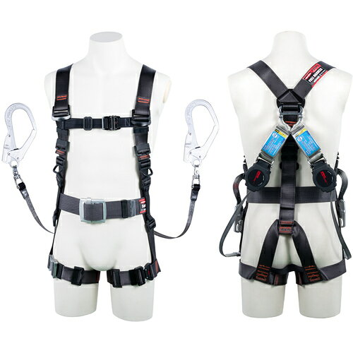 【特長】●胴ベルト部に道具取り付けスペースを幅広く確保したY型のフルハーネスです。●腿部は左右が独立しているので束縛感が少なく、動きやすさを高める水平型腿ベルトです。●ベルトの長さの調節範囲を広く取っているため、夏服・冬服でもピッタリ装着が可能です。●片手で操作できる巻取り式のランヤード、ワン・ハンドリトラ付です。●ベルト素材にナイロンを使用し大変滑らかです。●ワン・ハンドリトラは、ワン・ハンド機構により、ストラップの引き出しから収納まで片手で操作できます。●ワン・ハンドリトラは、万一の墜落時にはロック機能により落下距離を最短に抑えます。●ノビロンは、使わない時には短く縮んでいるので、移動時の引っ掛かりなどを抑えることができます。●ノビロンは、袋ベルト二重構造で、取替え時期明確にわかり、内層のオレンジベルトが見えれば取替えのサインです。●2丁を使用することで絶えず構造物とランヤードが接続された状態を維持し、フック掛け替え時の墜落を阻止します。【用途】●工場、建設、土木、鉱山、橋梁工事、その他一般高所作業用。●高さ2m以上の足場のある高所作業において、作業者の墜落・転落による危険を防止するために使用する墜落制止用器具に。【仕様】●サイズ：M●色：ダークグレー●胴ベルト幅×長さ(mm)：50×1200●ベルト幅(mm)：45●最大使用可能質量(kg)：100●胸ベルト幅(mm)：30●腿バックル：ワンタッチ●ランヤード長さ(mm)：1600●ランヤード幅(mm)：15●フック口開き(mm)：50●ランヤード種類：ワンハンドリトラ●胴ベルト 幅×長さ(mm)：50×1200●腰バックル：アルミスライドバックル【仕様2】●厚生労働省「墜落制止用器具の規格」適合品●胴ベルト付（アルミスライドバックル）●背中ベルト：Y型●腿ベルト：水平型●ランヤード種別：タイプ1●腿ベルト：水平型●ランヤードは常時巻取＋巻取力固定が片手で操作できるワンハンドリトラタイプ●※品番末尾の表記について。BP：ブリスターパックBX：箱入り(BOX)HD：ポリエチ袋入り【材質／仕上】●ハーネスベルト部・胴ベルト部・ショックアブソーバ：ナイロン●ハーネス胸バックル・ハーネス腿バックル・胴ベルトバックル：アルミ、ハーネスベルト調整金具・ハーネス背中D環・フック回転部：スチール●ハーネスベルト通し・ハーネスD環止め・胴ベルト通し・巻取器カバー部・フックハンガー：プラスチック、胴ベルト先端金具：ステンレス●フック：スチール＆アルミ、ストラップ：高強力繊維＆ポリエステル【注意】●ご使用前には取扱説明書を必ずお読みください。●始業点検を実施のうえ、ご使用ください。●点検において1項目でも廃棄基準に該当するものは、新品と取り替えてください。●一度でも大きな荷重が加わったものは使用せず、廃棄してください。●フルハーネスとランヤードは異なるメーカーのものを組合せて使用すると、十分な強度や機能が得られない場合があるため、同一メーカー同士の組合せを推奨します。【原産国（名称）】日本【質量】3.460【質量単位】KG【JANコード】4956133066771【メーカー名】藤井電工（株）【関連キーワード：ものづくりのがんばり屋楽天市場店】