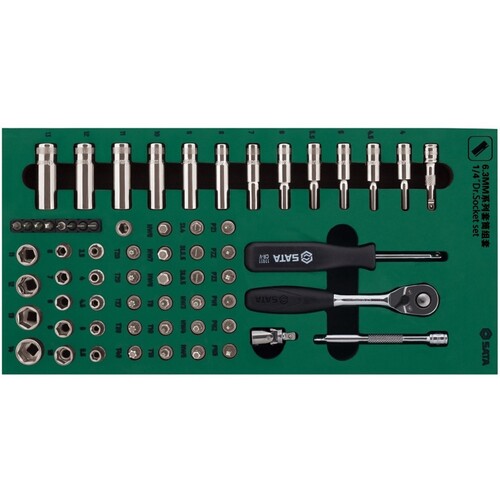 樂天商城 - [ソケットレンチセット]SATA社 SATA 1／4”DRソケットレンチセット（6角タイプ）トレー入り 09901 1S