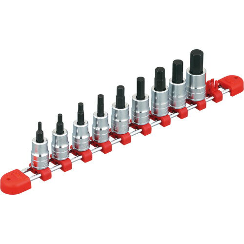 [ヘキサゴンソケットセット]京都機械工具（株） KTC 9．5sq．ショートヘキサゴンビットソケットセット（9コ組） ショートタイプ TBT3S09H 1S【307-7489】