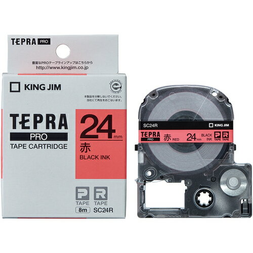 [ラベルプリンタ用テープカートリッジ]（株）キングジム KING JIM 【純正】「テプラ」PROテープ 24mm 赤ラベル／黒文字 長さ8m 1個【005-1713】