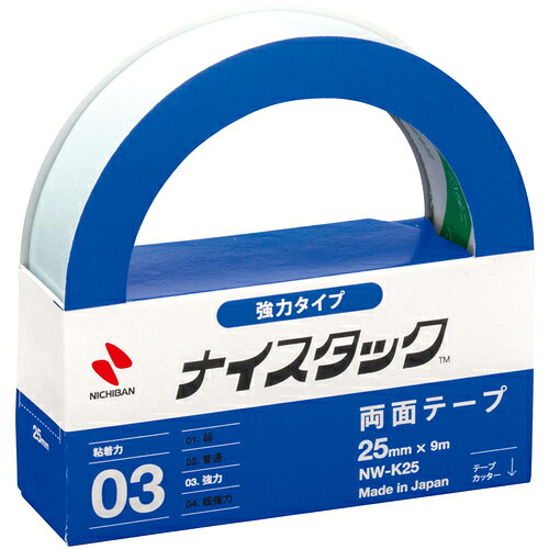 [セロハンテープ]ニチバン（株） ニチバン 両面テープ ナイスタック強力タイプ NW−K25 25mmX9m NW-K25 1巻【123-1490】