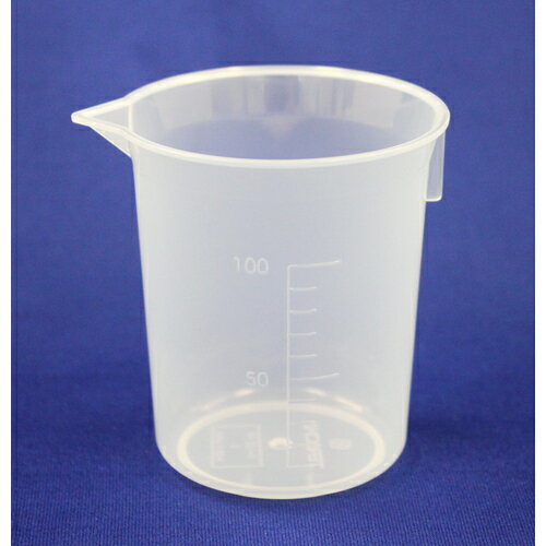 【特長】●デスカップよりは肉厚の半透明容器です。●成型時の離型剤を使用していないので検査、混合、反応、分析などに適しています。●注ぎ口付です。●シルク印刷対応可能です。お問合せください。【仕様】●容量(ml)：100●目盛間隔(ml)：10...
