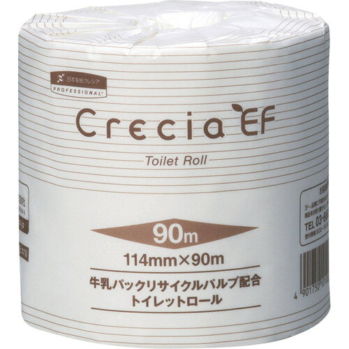 【特長】●牛乳パックリサイクルパルプ配合の環境対応型トイレットロールです。●水解性包装紙を使用した包装タイプです。【用途】●トイレットペーパー。【仕様】●幅(mm)：114●タイプ：シングル●長さ(m)：90●ケース入数：80ロール●色：ホワイト【材質／仕上】●パルプ＋紙パック等リサイクルパルプ【原産国（名称）】日本【質量】17.500【質量単位】KG【JANコード】4901750101008【メーカー名】日本製紙クレシア（株）【関連キーワード：ものづくりのがんばり屋楽天市場店　労働衛生用品　トイレ用品　トイレットペーパー　TOILET　PAPERS】