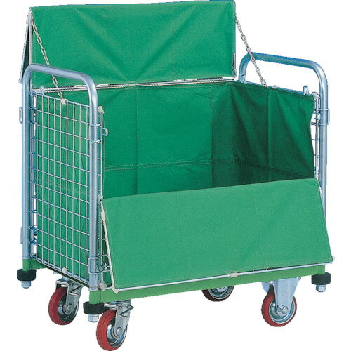 [金網台車]（株）神戸車輛製作所 カンベ メッシュパックロール標準1段タイプ 四方囲い上フタシート付き..