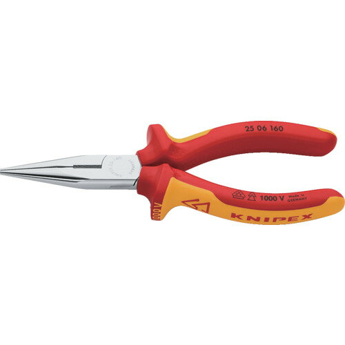 [絶縁工具（ラジオペンチ）]KNIPEX社 KNIPEX 絶縁1000Vラジオペンチ 160mm 2506-160 1丁【446-7493】