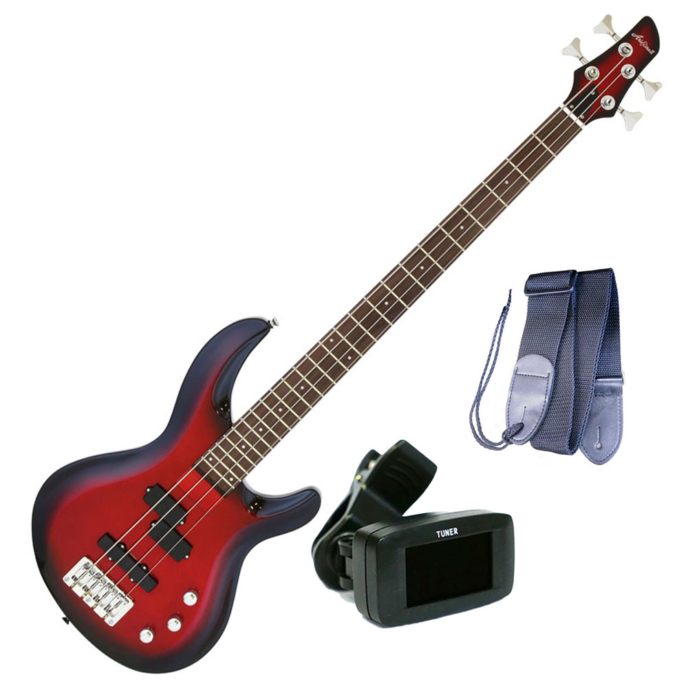 AriaProII エレキベース ベースギター IGB-STD MRS＋チューナー＋ギターストラップ