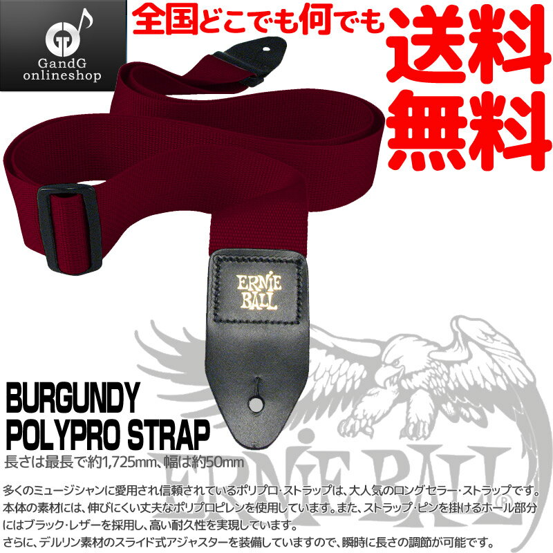 アーニーボール ギターストラップ ストラップ ポリプロ バーガンディー ERNIEBALL 4047 Polypro Strap Burgundy 【RC…