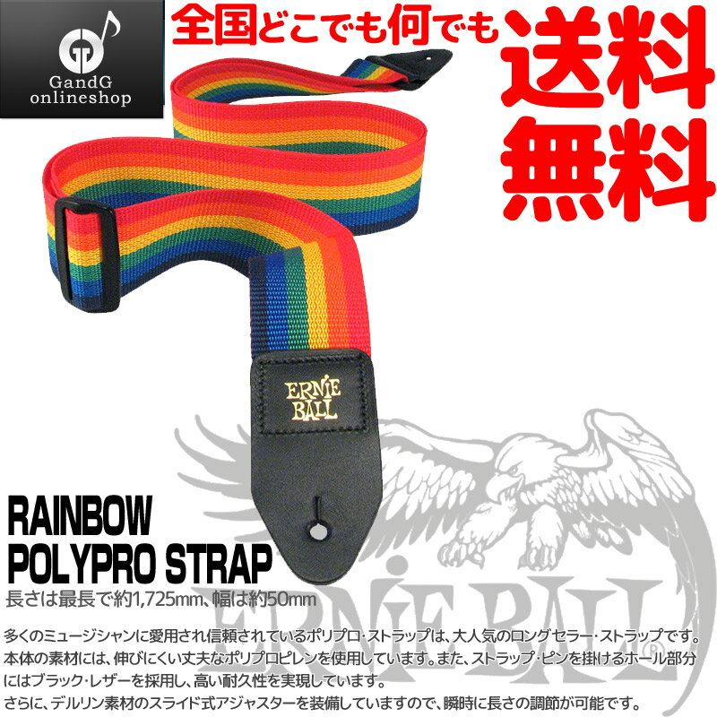 アーニーボール ギターストラップ ポリプロ レインボー 虹色 ERNIEBALL POLYPRO STRAPS Rainbow 4044 【送料無料】【smtb-KD】【RCP】：-p2