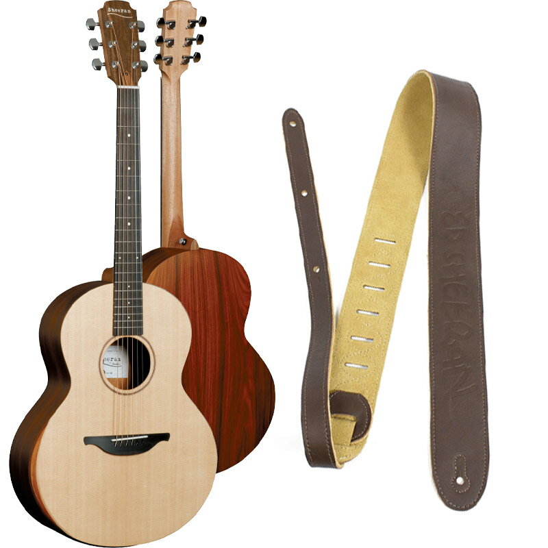 【ポイント8倍!期間限定】レザーストラップ付 Sheeran BY Lowden ピックアップ付アコースティックギター S-02 スプルース&ローズウッド エド...