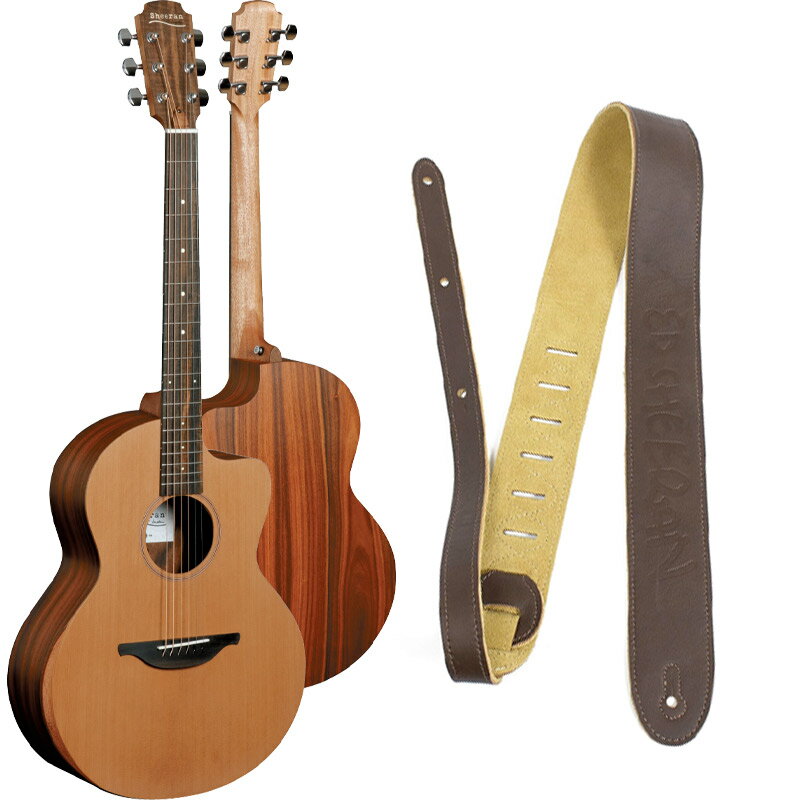 【ポイント8倍!期間限定】レザーストラップ付 Sheeran BY Lowden ピックアップ付アコースティックギター S-03 セダー&ローズウッド エドシー...