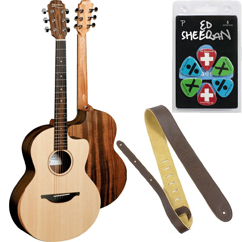 【ポイント8倍!期間限定】ピック&レザーストラップ付 Sheeran BY Lowden ピックアップ付アコースティックギター S-04 スプルース&ウォルナッ...