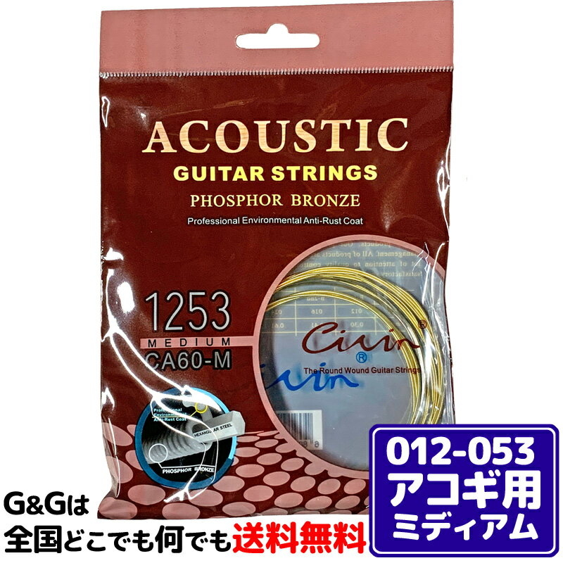 【1セット】送料込み！格安弦 アコースティックギター弦セット シヴィン Civin ACOUSTIC GUITAR STRINGS 12-53 CA60-M