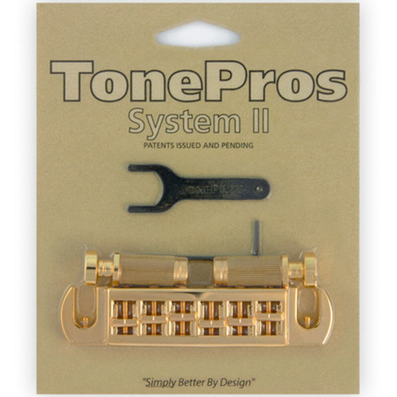 【ポイント10倍！マラソン期間限定】TonePros ブリッジ AVT2G-G ゴールド Wraparound Set w/SS1 Locking Studs for Gibson