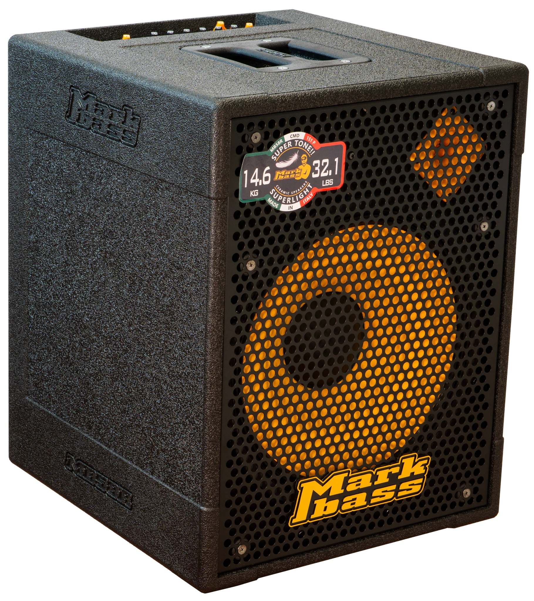 MAK-58RCMD151P超軽量ベースコンボアンプMB58RシリーズはMarkbassの最先端技術が盛り込まれた革新的なアンプ＆キャビネットです。未来と環境を見据えた革新的な素材を使い、トーンとパワーを犠牲にすることなく小型化に成功しました。MB58R CMD 151 P は、1x15 インチ Markbass クラシック セラミック スピーカーと新しいピエゾ ツイーターを備えています。P シリーズは、クラシックスピーカーは好きだが重いものを持ち歩きたくない人のために作られました。これは革新的なエンクロージャ素材とテクノロジーのおかげで実現しました。 CMD 151Pの重さはわずか14.6kgです！マニュアルをダウンロードする●UNMISTAKABLE TONE〜紛れもないサウンド〜Markbassは常に「紛れもないサウンド」を生み出してきました。MB58Rシリーズにもこの長年の経験と研究がしっかりと受け継がれています。●パワフル・エコ・超軽量MB58Rシリーズコンボアンプは、革新的素材を使用し、パンチの効いたパワフルなサウンドと超軽量化を両立した上に、環境にやさしい革新的なキャビネットを備えたコンボアンプです。SPEAKER SIZE1×15” Markbass classic ceramicTWEETERnew piezo tweeterCAB POWER HANDLING (AES STANDARD)300W RMSCROSSOVER FREQUENCY3.5 kHzFREQUENCY RESPONCE40Hz to 18KHzSENSITIVITY DB SPL100dBIMPEDANCE8 ohmsREFLEXRearCONTROLSGAIN | 4-BAND EQ | VLE ? VPF FILTERSMASTER VOLUME | LINE OUT level controlPRE/POST EQ e GND switchesOUTPUT POWER300W RMS @ 4 ohm, 150W RMS @ 8 ohmDIMENSIONS45cm (w)×57.6cm (h)×47.1cm (d)WEIGHT14.6kg