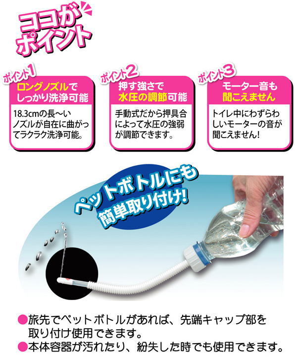 【ウォシュレット】携帯用おしり洗浄器すっきりエコウォッシュ携帯シャワー 防災 介護 旅行 アウトドア シャワートイレ