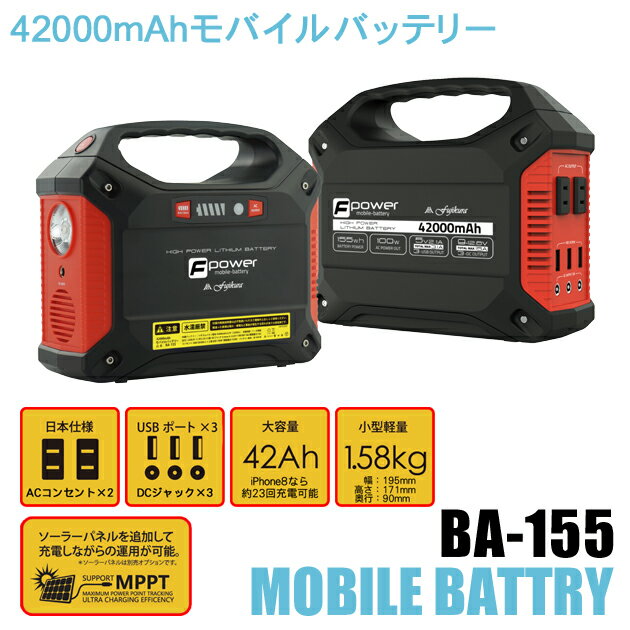 2850円 18％OFF モバイルバッテリー 富士倉 BA-155