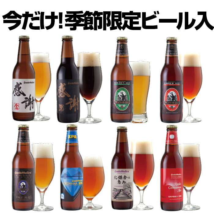 冬 ビールギフト 感謝ビール入 クラフトビール 飲み比べセット 8種8本 ＜アップルシナモンエール、世界一のIPAビール、ペールエールほか 地ビール詰め合わせ＞【あす楽】【本州送料無料】お年賀・出産内祝い・結婚内祝いのし 名入れ対応、誕生日ギフトシール対応_