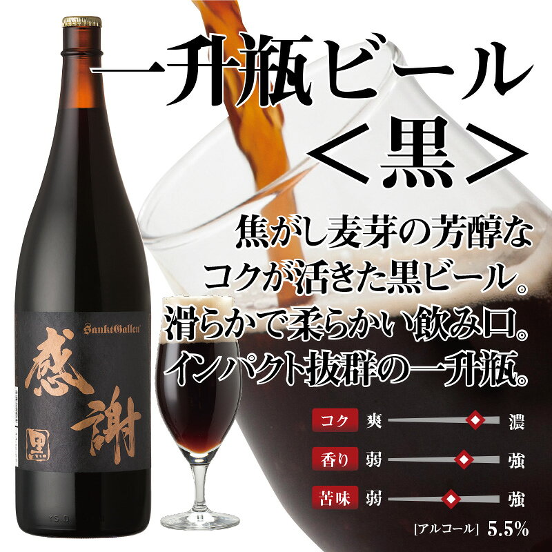 一升瓶ビール2本セット 感謝ビール 金・黒ビール 飲み比べ 詰め合わせ ギフト 地ビール クラフトビール【本州送料無料 あす楽】結婚式 両親 プレゼント 敬老の日ギフト 誕生日プレゼント 出産内祝い 結婚内祝い 開店祝い 新築祝い BBQ サンクトガーレン サプライズ 差し入れ ganso-jibeer-10000001 サンクトガーレン ビールギフト店 サンプル画像3