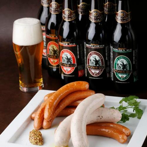 厚木ハムのウインナー、ソーセージ & 金賞地ビール B(4-5人向)【本州送料無料】【あす楽】地ビール 飲み比べ と世界ランク3位の職人が作る おつまみセット <出産内祝い・結婚内祝い のし名入れ、誕生日プレゼントシール・バレンタインギフトシール 対応 >