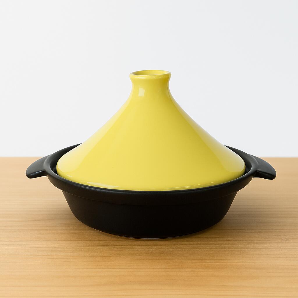 鍋　タジン鍋　有田焼　【手付き深型タジン鍋 (イエロー) 金網サービス】有田焼　日本製　レンジ可能　..