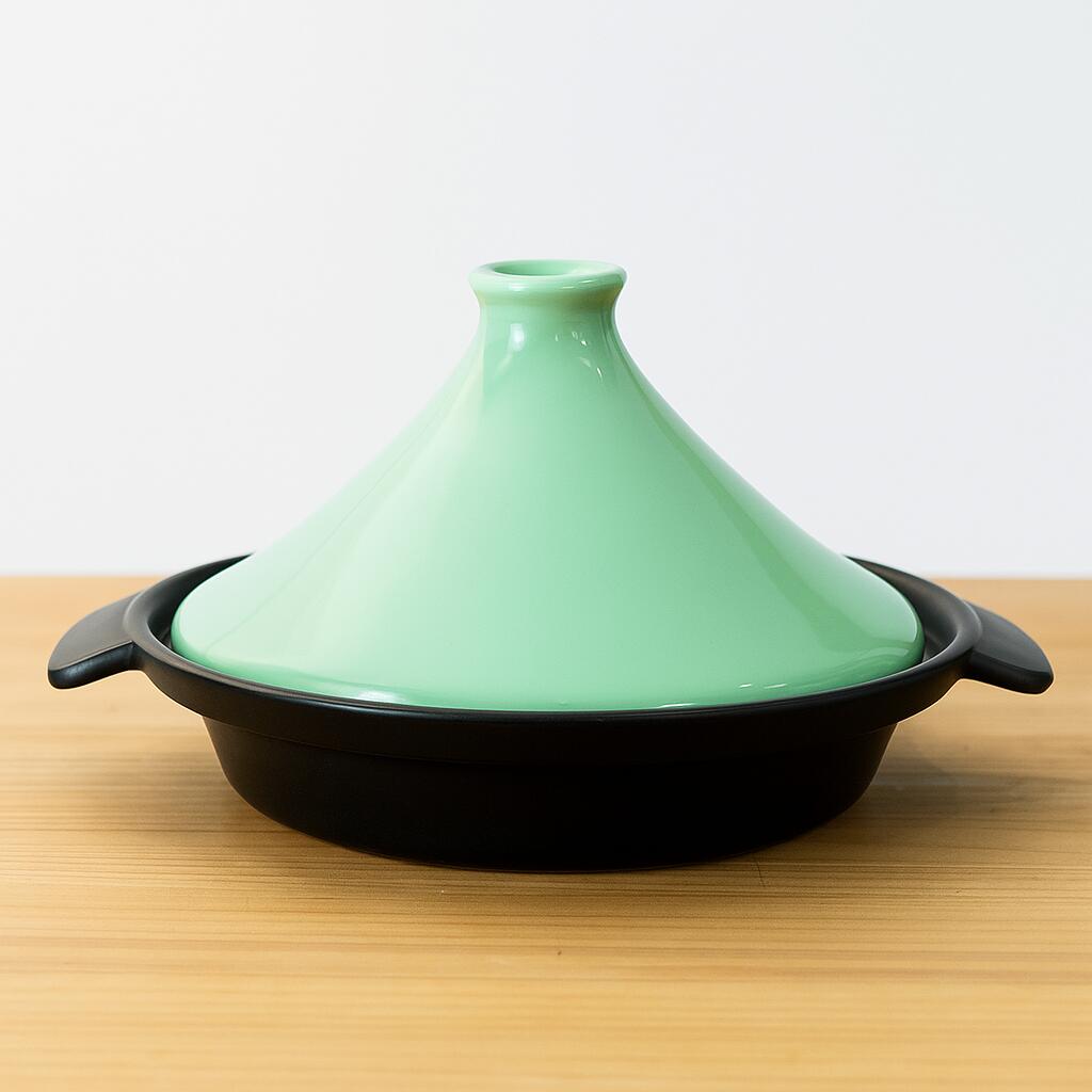 鍋　タジン鍋　有田焼　【手付き深型タジン鍋 (グリーン) 金網サービス】有田焼　日本製　レンジ可能　..