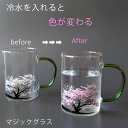 ガラス マグカップ 【マジックグラス:手付きタンブラー(桜)】 ガラス ガラスマグ かわいい おうちカフェ おしゃれ食器 持ちやすい ガラス 冷感グラス