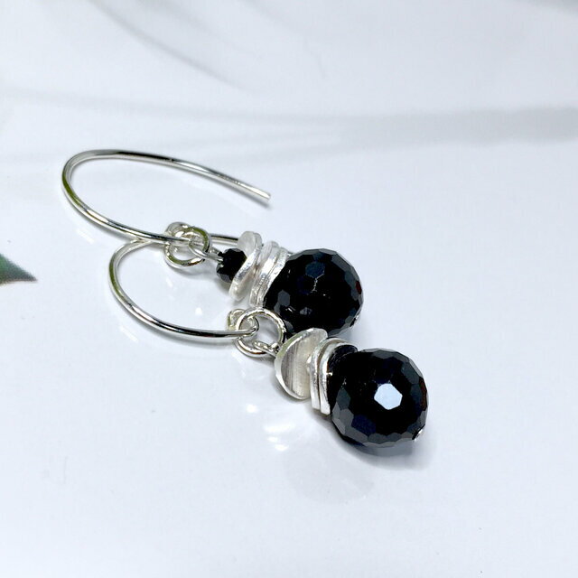 シルバー925ブラックスピネルフッ...