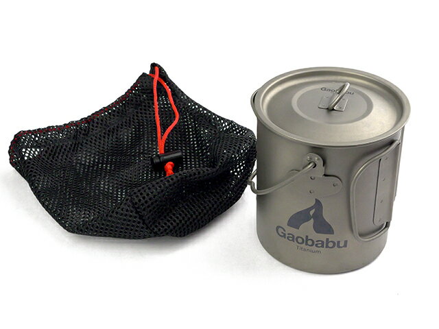 【期間限定30%OFFキャンペーン中!】ガオバブ(Gaobabu)GaobabuチタンポットSOLO 750 ベイルハンドル フタ・メッシュ袋付き チタン チタ...