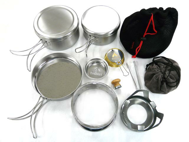 ガオバブ(Gaobabu) Gaobabu オリジナル コンロ アルコールバーナー クッキングセット 13点 セット 固形燃料 キャンプ アウトドア 軽量 コン...