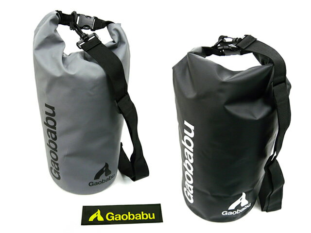 ガオバブ(Gaobabu)Gaobabu防水ドライバッグ(10Lタイプ) ※ステッカー付き ブラック/グレー ドライバッグ 防水バッグ バッグ 防水 ドラム型 大容量 ショルダーベルト付き コンパクト収納 防災 アウトドア 釣り 海水浴 プール ダイビング バイクツーリング