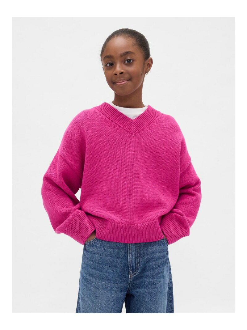 【SALE／40%OFF】(K)ボクシー Vネックセーター (キッズ) GAP ギャップ トップス ニット ホワイト グリーン ピンク ブラウン【RBA_E】[Rakuten Fashion]のサムネイル