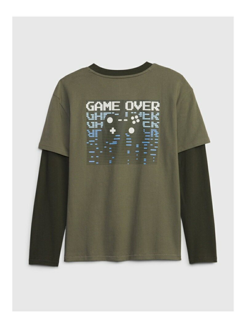 【SALE／30%OFF】(K)2in1 グラフィックTシャツ (キッズ) GAP ギャップ トップス カットソー・Tシャツ カーキ ネイビー ホワイト【RBA_E】[Rakuten Fashion]のサムネイル