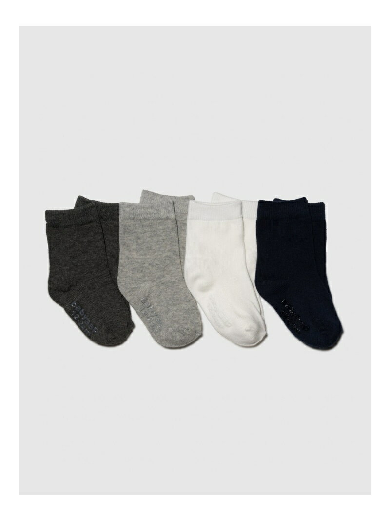 GAP（ギャップ）(K)babyGap クルーソックス 4足セットベーシックなカラーが嬉しいソックス4Pセット。どんなスタイルにも馴染みやすいリブ仕様デザインなので、デイリー使いにピッタリ。足裏にロゴ入りなのもポイント。※商品タグに記載の価格とサイト上の販売価格が異なる事があります。型番：516618-016-230 HA9377【採寸】サイズ長さ2-3_YRS11.0cm4-5_YRS12.0cm12-24M7.5cm商品のサイズについて【商品詳細】ベトナム素材：コットン75%ポリエステル22%ポリウレタン3%サイズ：2-3_YRS、4-5_YRS、12-24M洗濯機洗い可※画面上と実物では多少色具合が異なって見える場合もございます。ご了承ください。商品のカラーについて 【予約商品について】 ※「先行予約販売中」「予約販売中」をご注文の際は予約商品についてをご確認ください。■重要なお知らせ※ 当店では、ギフト配送サービス及びラッピングサービスを行っておりません。ご注文者様とお届け先が違う場合でも、タグ（値札）付「納品書 兼 返品連絡票」同梱の状態でお送り致しますのでご了承ください。 ラッピング・ギフト配送について※ 2点以上ご購入の場合、全ての商品が揃い次第一括でのお届けとなります。お届け予定日の異なる商品をお買い上げの場合はご注意下さい。お急ぎの商品がございましたら分けてご購入いただきますようお願い致します。発送について ※ 買い物カートに入れるだけでは在庫確保されませんのでお早めに購入手続きをしてください。当店では在庫を複数サイトで共有しているため、同時にご注文があった場合、売切れとなってしまう事がございます。お手数ですが、ご注文後に当店からお送りする「ご注文内容の確認メール」をご確認ください。ご注文の確定について ※ Rakuten Fashionの商品ページに記載しているメーカー希望小売価格は、楽天市場「商品価格ナビ」に登録されている価格に準じています。 商品の価格についてGAPGAPの靴下靴下・レッグウェアご注文・お届けについて発送ガイドラッピンググッズ3,980円以上送料無料ご利用ガイドこの商品はセール商品のため返品・交換対象外です詳細はこちら &gt;&gt;