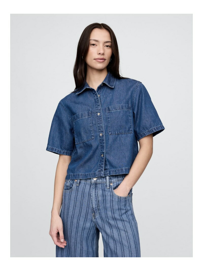 【SALE／54%OFF】(W)ウルトラソフト クロップド デニムシャ...(4)