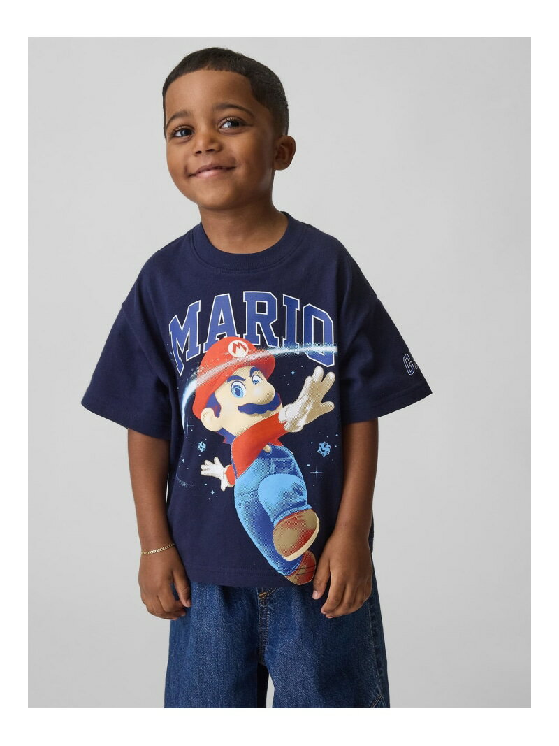 (K)スーパーマリオブラザーズ オーバーサイズ グラフィックTシャツ (幼児) GAP ギャップ トップス カットソー・Tシャツ ネイビー ブルー【送料無料】[Rakuten Fashion]