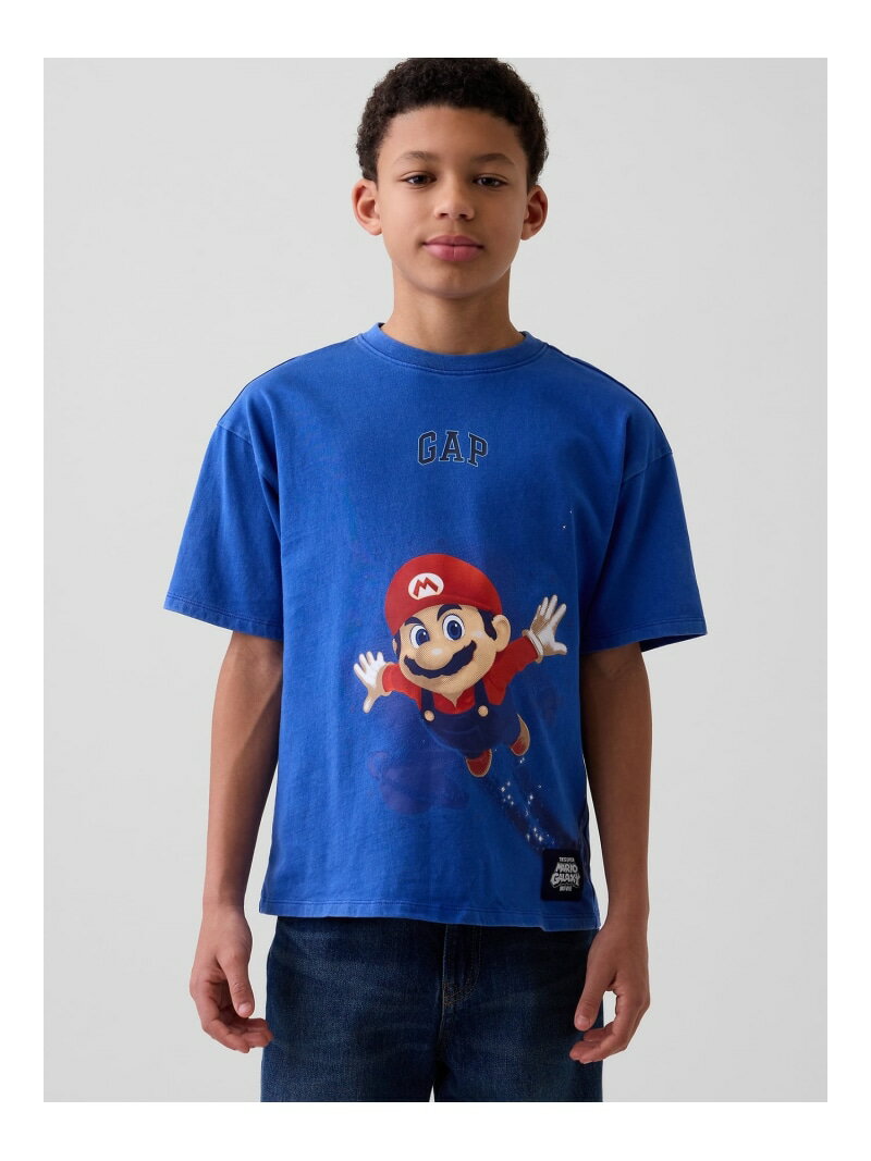 (K)スーパーマリオブラザーズ リラックスフィット グラフィックTシャツ (キッズ) GAP ギャップ トップス カットソー・Tシャツ ホワイト グレー ネイビー ピンク ブルー【送料無料】[Rakuten Fashion]