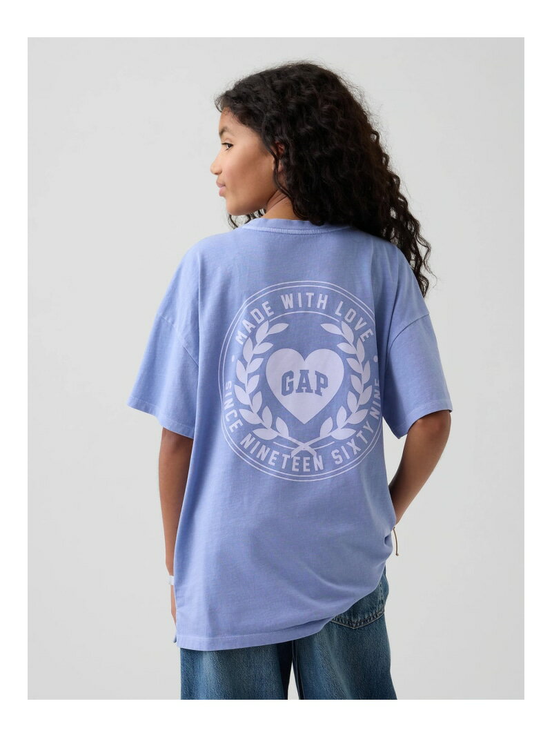 T-Shirts （Half Sleeves） - 【SALE／40%OFF】(K)GAPハートロゴ オーバーサイズ チュニックTシャツ (キッズ) GAP ギャップ トップス カットソー・Tシャツ ピンク ブルー【RBA_E】[Rakuten Fashion]