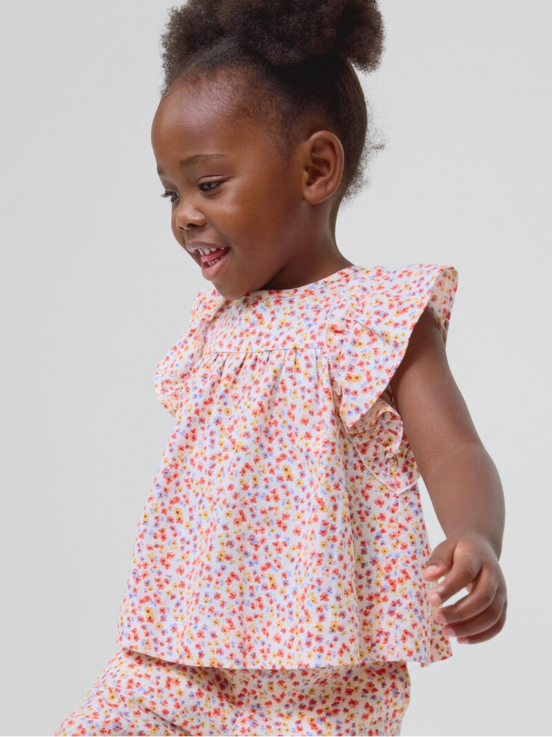 【SALE／57%OFF】(K)babyGap リネン混 フラッタースリーブ トップス GAP ギャップ トップス シャツ・ブラウス ホワイト ピンク【RBA_E】[Rakuten Fashion]のサムネイル