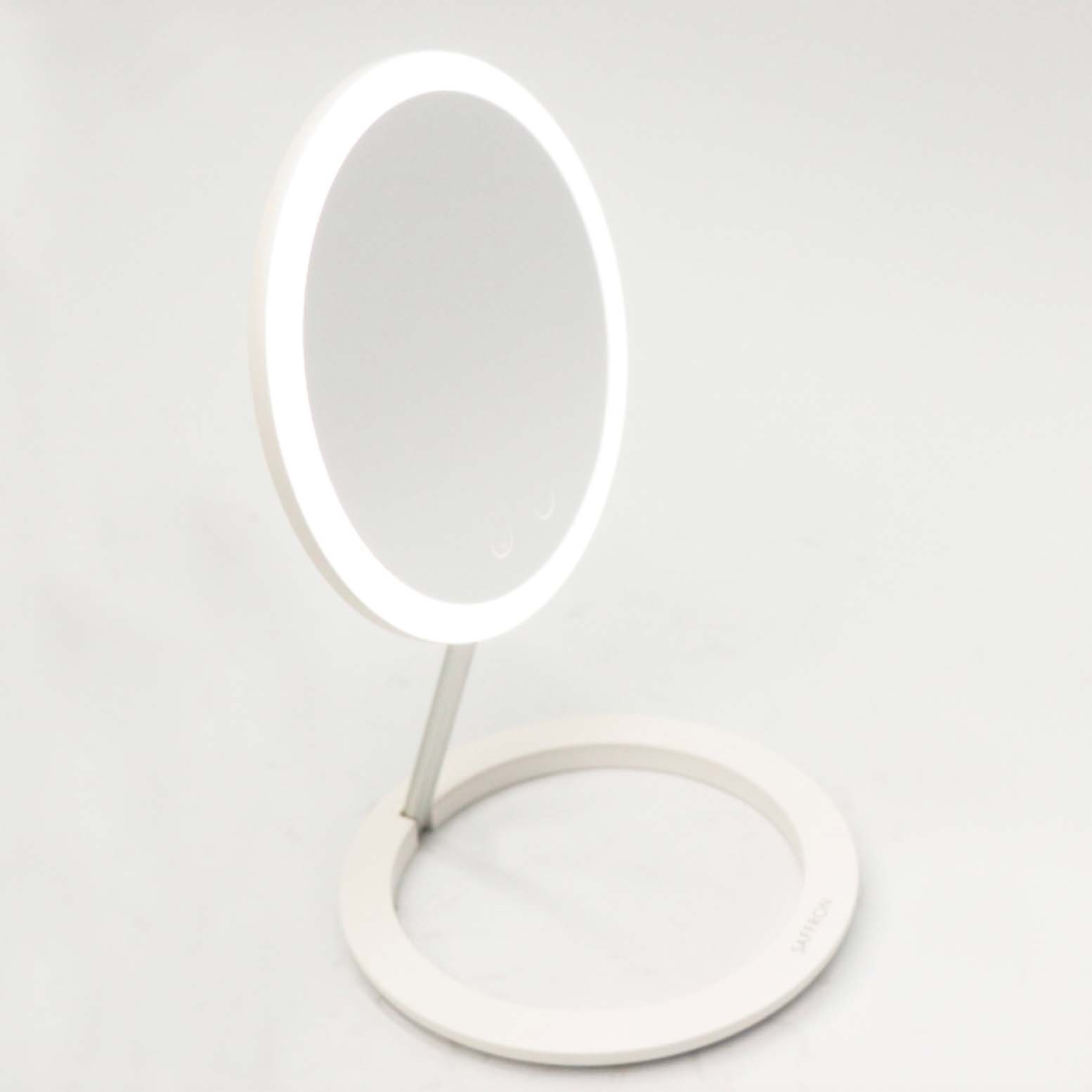 LED折りたたみサークルミラー 女優ミラー 卓上ミラー 化粧鏡 ライト付き タッチ操作 調光調色 3色切替 無段階調光 充電式 USB充電 明るい メイク鏡 コンパクト 角度調整 持ち運び 折りたたみ式 デスクミラー