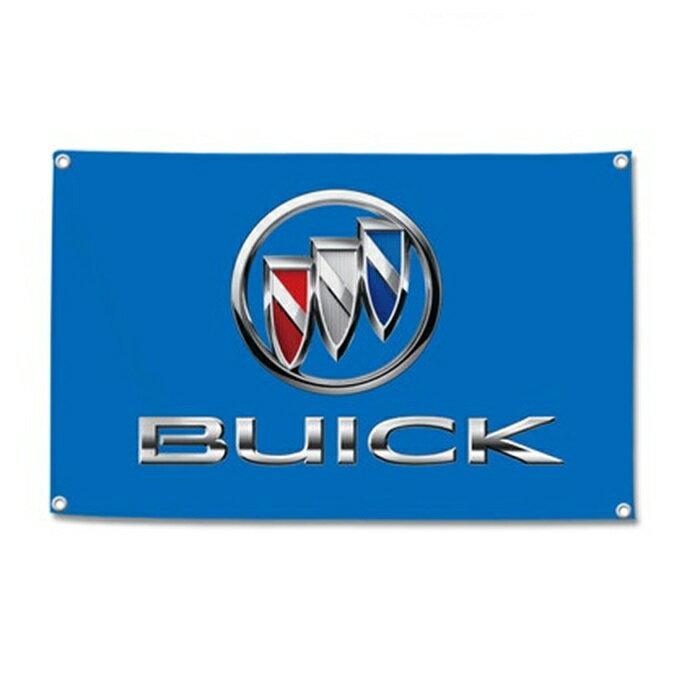 ガレージ系　特大フラッグ 「ビュイック」サイズ 約150cm×90cm タペストリー バナー 片面プリント ポリエステル素材 ハトメ付き 部屋の壁や店舗装飾に 秘密基地 模様替え 男前インテリアにも◎