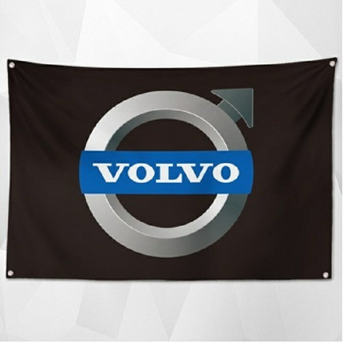 ガレージ系 特大フラッグ 「ボルボ」サイズ 約150cm×90cm タペストリー 片面プリント ポリエステル素材 ハトメ付き 部屋の壁や店舗装飾に 秘密基地 模様替え 男前インテリアにも◎